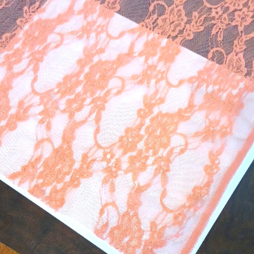 Peach Lace Fabric 6432